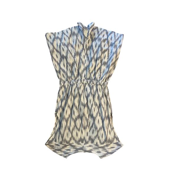 Women S Horny Toad & Co Organic Cotton Shakti Romper Egret Ikat Print White Gray - Picture 4 of 6